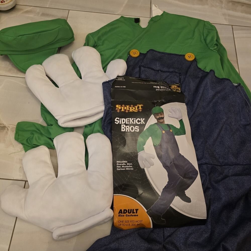 Super Mario Brothers Bros Luigi Adult Nintendo Video Game Costume - Large - Picture 4 of 16